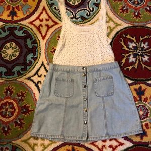 Button Down Jean Skirt